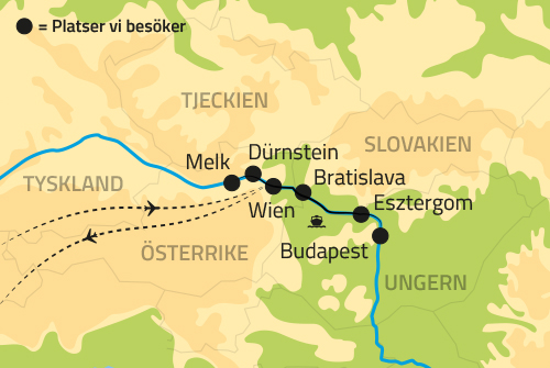 Geografisk karta ver Donaufloden.